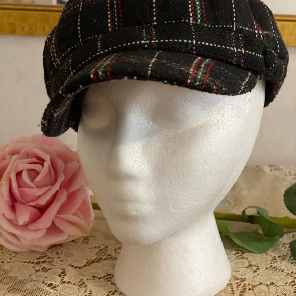 Vintage D&Y Elastafit Plaid Wool Blend Hat - Picture 2 of 6